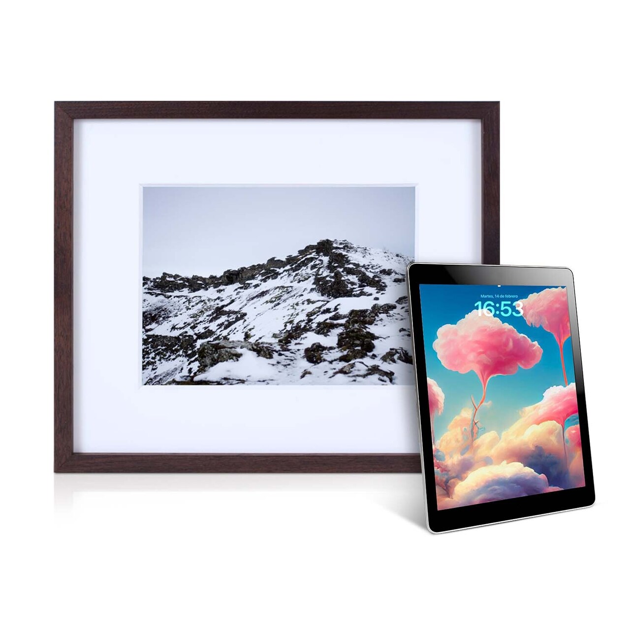 iFrame iPad Frame | Turn Your iPad Into A Beautiful Interactive Digital Picture Frame | Perfect at Home Or Work | Includes Table Stand and Wall Mount for All 9.7” iPads